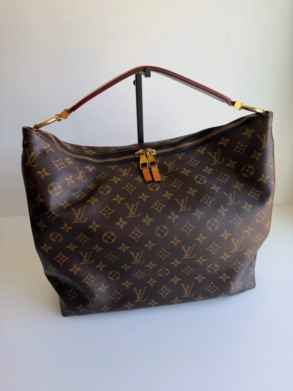 Authentic Louis Vuitton Sully MM Monogram Canvas & Leather Shoulder Handbag